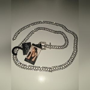 Rachel Roy Women Silver Chain B-Low the Belt Glittering Rhinestones M/L Gift Box